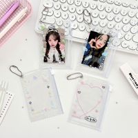 Pochette à fermeture éclair en PVC à pois de 3 pouces, populaire, pour cartes photo, badges, épingles et objets de collection, avec porte-clés mignon et breloque de sac
