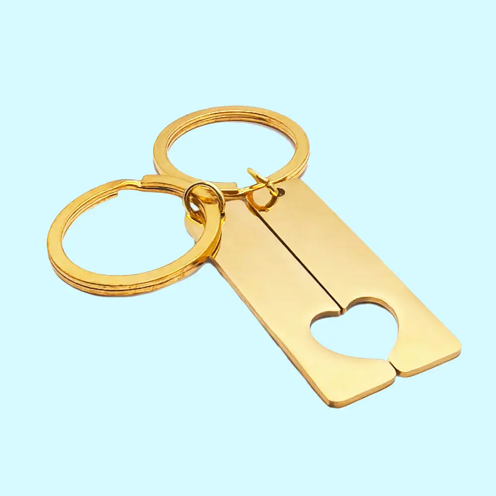 Customized Metal Blank Gold Plated Key Chain Holder Wholesale Promotional Custom Engraved Logo Personalized Key Chains Rings