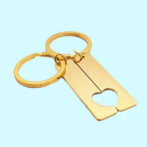 Customized Metal Blank Gold Plated Key Chain Holder Wholesale Promotional Custom Engraved Logo Personalized Key Chains Rings