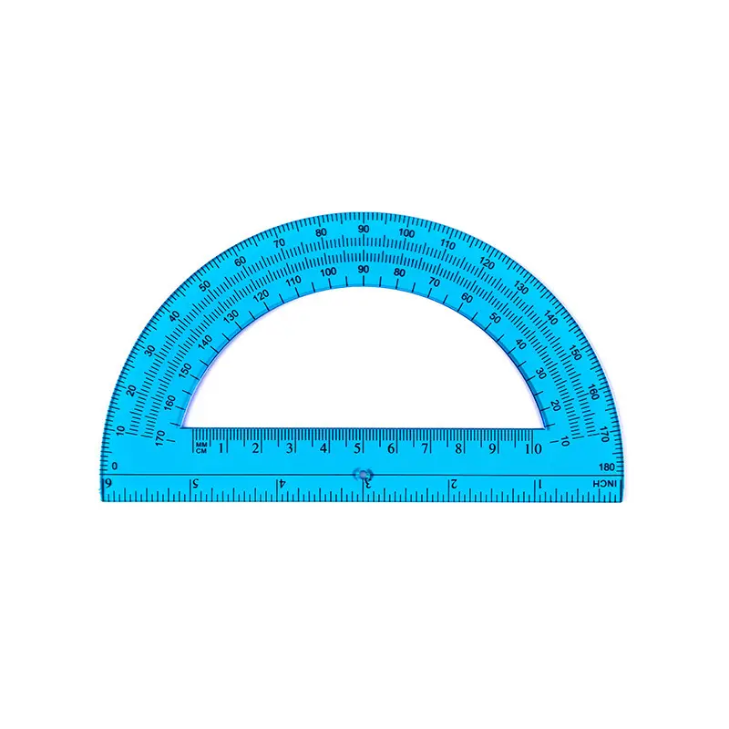 Toptan 6-Inch saydam plastik Protractors çocuklar için çocuk okul çalışması için 180 derece geometri açı ölçümü
