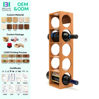 Porte-bouteilles empilable en bambou naturel bio, design moderne et écologique, pour 5 bouteilles
