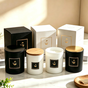 Lọ đựng nến thủy tinh mờ có nắp kim loại vàng San Neo 7x8.5cm 8x9cm 9x10cm Ba kích cỡ, có thể dán nhãn riêng - Product Image 1