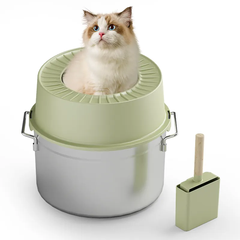 Removable Splashproof Stainless Steel Cat Litter Box Large Plastic Stainless Steel Cat Toilet Basin Cat Litter Pan