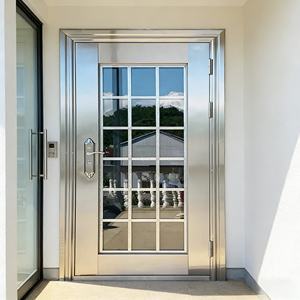 Porte de sécurité en métal haut de gamme avec double vitrage, porte extérieure à rupture de pont thermique insonorisée pour bâtiment résidentiel - Product Image 2