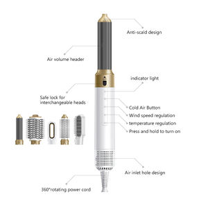 6-in-1 교체형 헤드 이오닉 여행용 헤어 드라이어 브러시 - 전문가용 스트레이트너 & 컬링 아이언 (110,000 RPM 모터) - Product Image 2