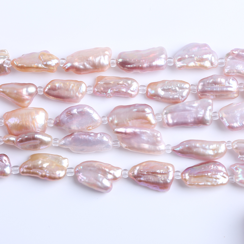8-11mm Beautiful White Pink Purple Color Biwa Freshwater Pearls Strands Irregular Stick Baroque Shape Pearl For Jewelry 19cm