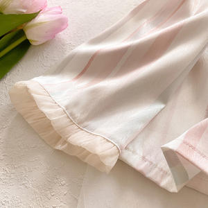 Pigiami Casual in seta a righe da <span class=keywords><strong>donna</strong></span> vestiti per la casa traspiranti per la primavera estate in tinta unita sottile di seta - Product Image 4