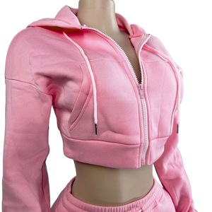 Conjunto <span class=keywords><strong>de</strong></span> Sudadera con Capucha y Cremallera para Mujer con Logotipo Personalizado, Pantalones Deportivos <span class=keywords><strong>de</strong></span> Felpa Gruesa, Conjunto <span class=keywords><strong>de</strong></span> <span class=keywords><strong>Dos</strong></span> Piezas - Product Image 6