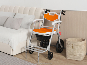 Sedia Comoda Pieghevole <span class=keywords><strong>con</strong></span> Ruote in Lega di Alluminio per Uso Domestico - Sedia Portatile per WC e Doccia, Capacità 150KG per Anziani e Disabili - Product Image 4