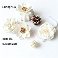 Diffuseur de parfum à fleurs en bois de sola avec coton, diamètre 6 cm et 8 cm, recharge d'huile essentielle, fleurs artisanales en bois de sola