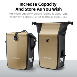 WEST BIKING - Bolsa de Alforjas para Bicicleta de Liberación Rápida, 28L, Gran Capacidad, Impermeable, Estable, para Ciclismo, Senderismo, Almacenamiento, Bolsa de Hombro - Product Image 5