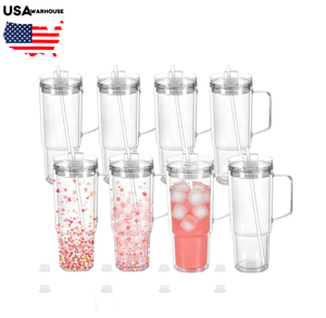 40oz đôi tường Acrylic Quả cầu tuyết Tumbler nhựa bia Kính tái sử dụng nhựa uống cà phê cup với xử lý và nắp - Product Image 1