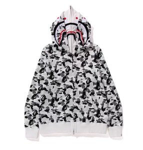 Double Cap Cross-Border Foreign Dropshipping BA Shark Ape Head 3D Printed Zipper Hoodie Trendy Brand Loose Camouflage Winter 26 - Product Image 4
