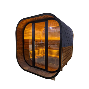 Sauna Cuadrada de Madera Maciza de Abeto Carbonizado, Ecológica, para Exteriores, Jardín, 4-6 Personas, 6KW, 220V, Vapor, Fácil Montaje - Product Image 1