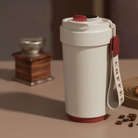 Vaso de viaje de acero inoxidable de 420ml, pantalla LED de temperatura inteligente, taza de café aislada, botella de agua, botella termo con asa de cuerda