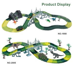 Pistas de carreras de coches de juguete de mundo de dinosaurio de plástico personalizadas, juguetes de montaje, juguetes de pista de coche, coches de carreras Diy - Product Image 6