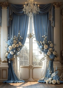 Fondo Fotográfico, Cortinas Interiores, Ventanas Azules, Cumpleaños de Adultos, Bodas, Retratos de Maternidad, Decoración, Fondo para Estudio Fotográfico - Product Image 3