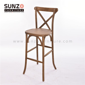 Tabouret classique en bois de chêne massif, <span class=keywords><strong>chaise</strong></span> de café à dossier croisé - Product Image 5