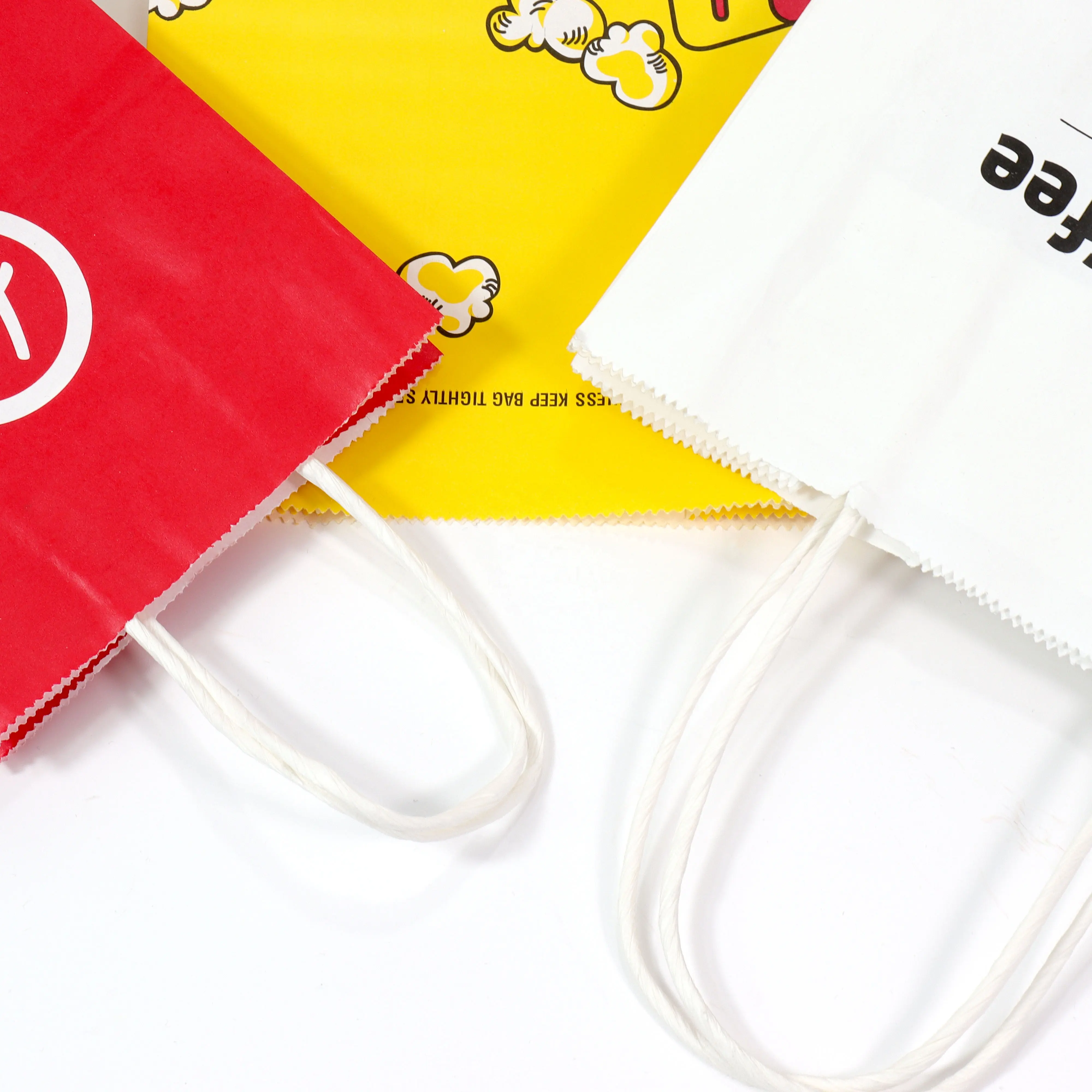 Sacola de compras personalizada em papel Kraft branco e marrom com logotipo de alça, sacola de papel biodegradável para presente e sobremesa, com logotipo impresso
