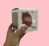 Boîte en carton blanc personnalisable 4 pouces x 4 pouces, pliable, pour emballage cadeau, boîte unique pour fruits, desserts, chocolats, avec fenêtre sur 3 côtés