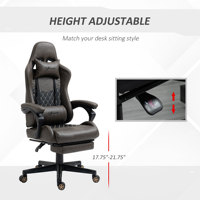 Chaise de jeu ergonomique en cuir PU diamant, dossier haut, pivotante, inclinable, réglable en hauteur, avec repose-pieds et support lombaire