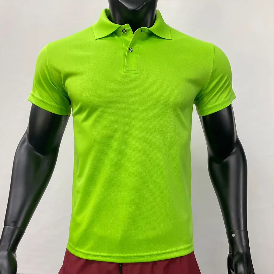 Toptan Lidong promosyon yeşil erkekler hızlı kuru % 100% polyester kısa kollu özel düz polo gömlekler