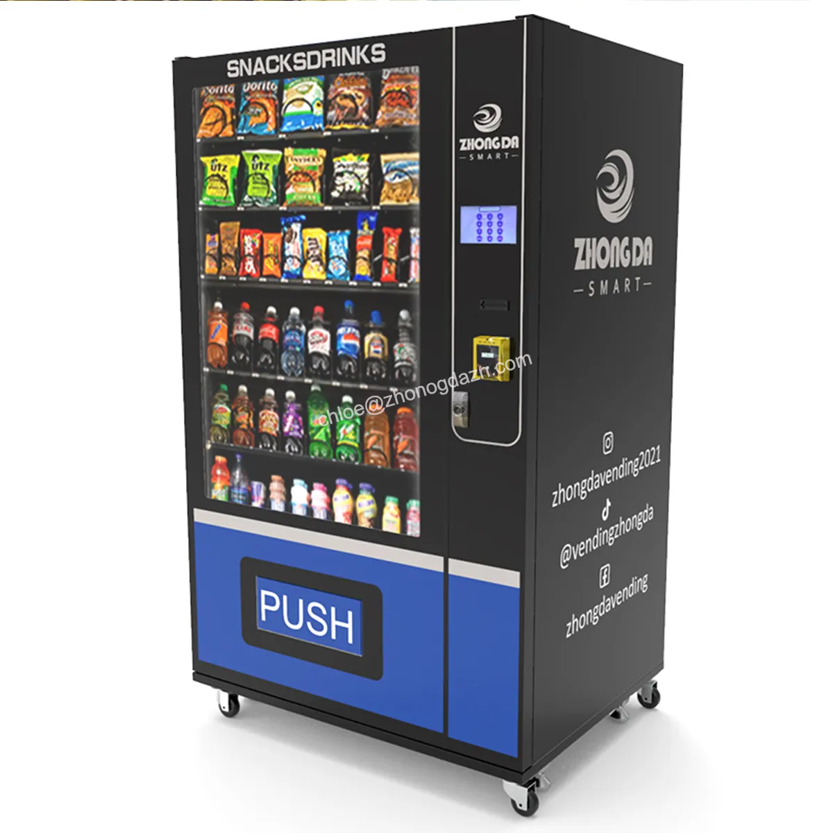 USA Zhongda Usine Gratuit Automatique Personnalisé Snack et Distributeur Automatique de Boissons à vendre