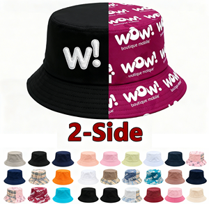 Chapeau Bob Unisexe Personnalisable avec Logo Brodé sur 2 Côtés – Vente en Gros, Coton Uni, Large Bord, Style Pêcheur, Idéal pour Cadeaux Publicitaires - Product Image 1