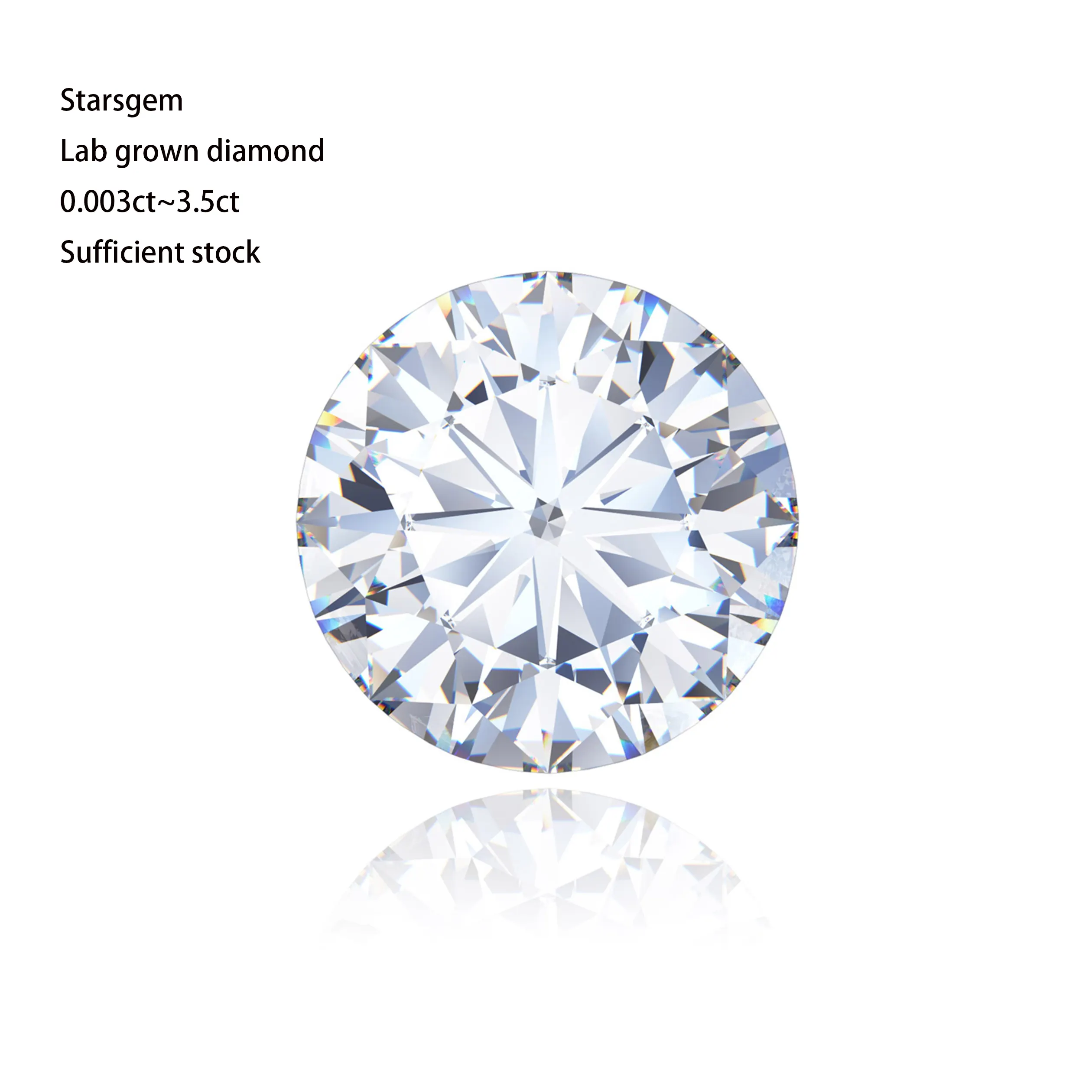 Starsgem Lab Diamanten Groothandel Ronde Briljant Geslepen Lab Losse Diamant 6Mm Steen Gebruik Voor Trouwring Lab Grown Diamond