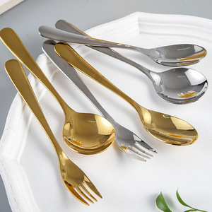 Juego de tenedor y cuchara de acero inoxidable 304, vajilla nórdica de estilo sencillo con espejo pulido para comer postre y sopa - Product Image 2