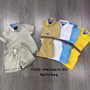 New Boys' Casual Two-Piece Clothing Set-Summer Workwear Style Short Sleeve Suit with Front-Opening Pocket Made From Cotton - Product Image 2