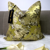 Housse de coussin décorative de luxe personnalisable en jacquard argenté, or et noir pour canapé de maison