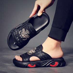 Nouvelles sandales d'été 2025 pour hommes, grande taille, à bout fermé, en cuir véritable – Style chinois tendance, sandales de mode décontractées pour l'extérieur - Product Image 2