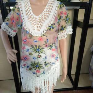 Blusa de Mujer Tejida a Crochet con Borlas Florales de Tela Hecha a Mano, Diseño Nuevo de 2019, para Vestido de <span class=keywords><strong>Playa</strong></span> - Product Image 2