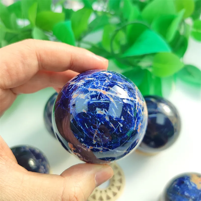 Kindfull Bán Buôn Số Lượng Lớn Năng Lượng Reiki Tinh Thể Thạch Anh Sphere Tinh Thần Chữa Bệnh Đá Sodalite Bóng Cho Trang Trí