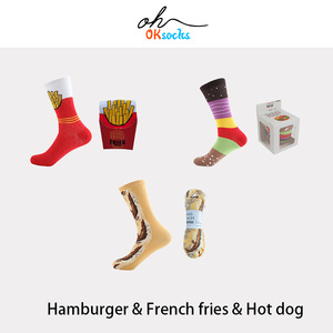 Fabricants de KTS-912-3 personnalisés pour hommes et femmes Personnalité Burger Frites Porc Fun Spot <span class=keywords><strong>Chaussettes</strong></span> en coton dans la boîte <span class=keywords><strong>Chaussettes</strong></span> cadeaux - Product Image 4