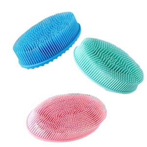 Silicone Long Simple <b>Body</b> Brush Exfoliating Massage Bath Scrubber for Adults Pink Blue Green - Product Image 1