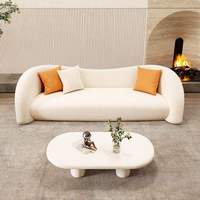 Ensemble de salon scandinave moderne pour petits appartements - Canapé en cuir PU avec rembourrage en éponge