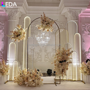 LEDA Modern Gold Wedding Arch <b>Backdrop</b> LED Light Metal Frame Clear Panel Reception Engagement <b>Party</b> Event Stage Decor - Product Image 6