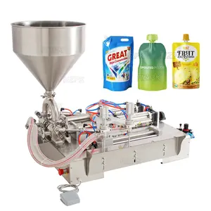 HZPK Baby Food Juice Spout Pouch Bag 2 Nozzle Filling Machine Semi Automatic For Juice