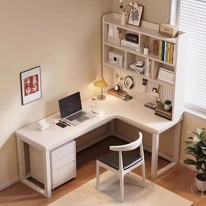 <span class=keywords><strong>Escritorio</strong></span> de madera maciza <span class=keywords><strong>en</strong></span> <span class=keywords><strong>forma</strong></span> de <span class=keywords><strong>L</strong></span> con diseño minimalista de estilo moderno con estantería, <span class=keywords><strong>escritorio</strong></span> de oficina integrado, <span class=keywords><strong>escritorio</strong></span> de estudio para el hogar a la venta - Product Image 3