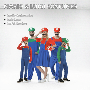 Disfraz de Cosplay de Personajes de Películas para Familias Fitspi, Disfraz de <span class=keywords><strong>Luigi</strong></span> para Adultos y Niños, Mono para Jugar a Ser Hermanos, Traje para Fiestas - Product Image 5