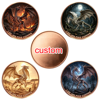 Pièce de monnaie ronde personnalisée de 1 oz en cuivre fin .999, motif squelette de dragon, médaille en cuivre de collection, fournisseur OEM, vente en gros d'usine