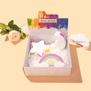 Bombes <span class=keywords><strong>de</strong></span> bain effervescentes personnalisées en gros sous marque privée, boules <span class=keywords><strong>de</strong></span> bain 100% naturelles au sel marin, coffret cadeau hydratant arc-en-ciel - Product Image 1