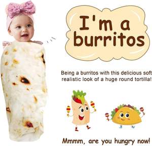 Couverture Bébé Personnalisée en Forme de Tortilla de Burrito, Douce en Flanelle, pour Tout-Petits Garçons et Filles, Cadeau d'<span class=keywords><strong>Hiver</strong></span>, Couverture Chaude à Envelopper - Product Image 4