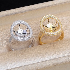 Bague en argent S925 Wenchi, support creux pour perle DIY 13-14mm, référence 16969, composants et apprêts de bijouterie semi-finis, Chine - Product Image 2
