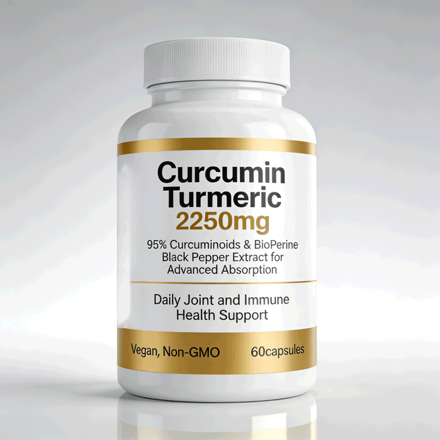 High-Potency Premium Turmeric Curcumin BioPerine 95% Standardized Curcuminoids Black Pepper Joint Support Capsules 60/120 Count