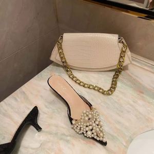 2025 Summer Women Pearl Sandals Fashion Thin High <b>Heels</b> Pumps Woman Party Office Shoes - Product Image 3