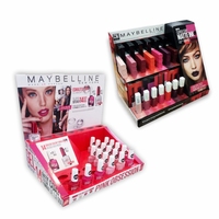 Présentoirs de comptoir en carton personnalisés pour produits de maquillage (cils, rouges à lèvres)