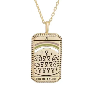 Nuevo Collar con Colgante de Carta del Tarot, Colgante de Pintura al Óleo Conmemorativa Étnica Retro de Moda, Estilo Étnico - Product Image 5